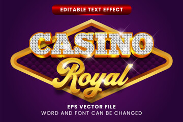 Casino royal sparkling gold editable vector text effect