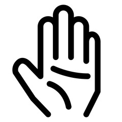 生体認証、手、手のひら、掌紋を表すラインスタイルのアイコン