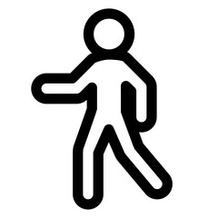 生体認証、歩行、歩くを表すラインスタイルのアイコン