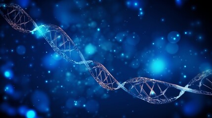 Dna helix with blue light, Genetic Code DNA Molecule Structure, Generative Ai