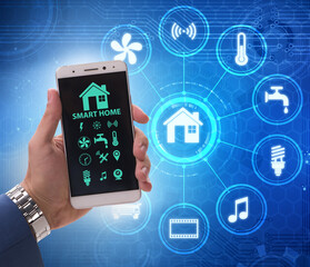 Smart home concept with devices and appliances