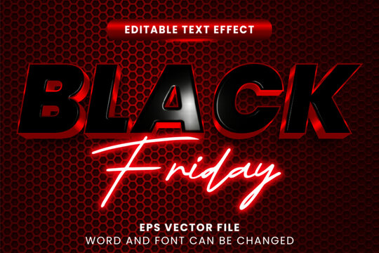 Black friday red neon editable text effect