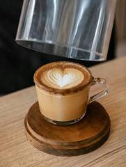 Hot coffee latte art foam