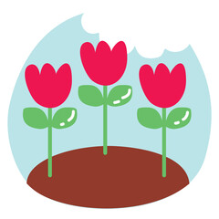 Red Tulips Cute Sticker