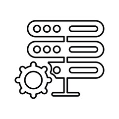 Data integrated, data management, data processing outline icon.