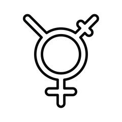 Gender, ladyboy, transgender icon. Line, outline symbol.