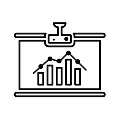 Graph, presentation, slide icon. Line, outline symbol.