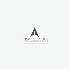 Airplane travel logo design template sticker icon