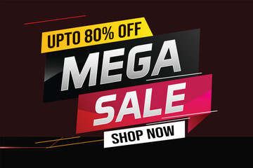 mega sale word concept vector illustration with lines and 3d style, landing page, template, ui, web, mobile app, poster, banner, flyer, background, gift card, coupon, label, wallpaper	
