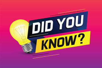 Did you know ? word concept vector illustration with Lamp and 3d style, landing page, template, ui, web, mobile app, poster, banner, flyer, background, gift card, coupon, label, wallpaper	
