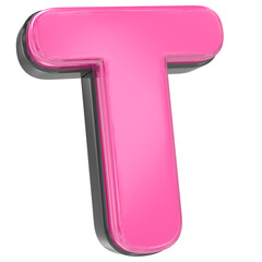 Pink T Letter 3D Render