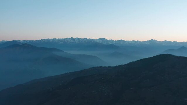 Sangla Valley With Snow Clad Mountains At The Background In Kinnaur District Of Himachal Pradesh, India. Aerial Drone Shot 