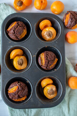sweet home made chocolate muffins with apricot