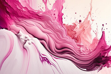 Liquid abstract pink and white alcohol ink background Generative AI