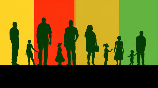 Silhouette Of African American People In Green, Red, Yellow Colors. Juneteenth Freedom Day Celebration. Juneteenth And African Liberation Day. Generative Ai