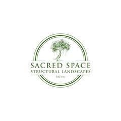 Modern Fresh Green Eco-Friendly Vintage Tree Logo Design Template