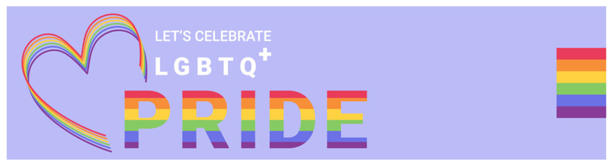 PRIDE LGBTQ+ month banner for festival parades, parties, and social events, Public gathering. Colorful rainbow flag on dark background. Vector illustration template. 
