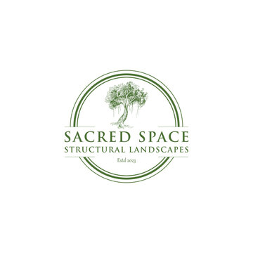 Modern Fresh Green Eco-Friendly Vintage Tree Logo Design Template