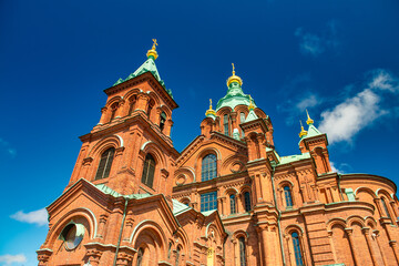 Fototapeta na wymiar Uspenski Cathedral on a sunny day, Helsinki