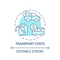Transport costs turquoise concept icon. Car owner. Fuel price. Public transportation. Cost of living. Personal budget abstract idea thin line illustration. Isolated outline drawing. Editable stroke