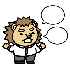 説明をする擬人化した会社員　話す　全身