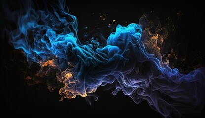 Shiny smoke.Glitter fluid Ink_water generative Ai