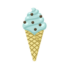 Yummy cold sweet ice cream, color vector illustration