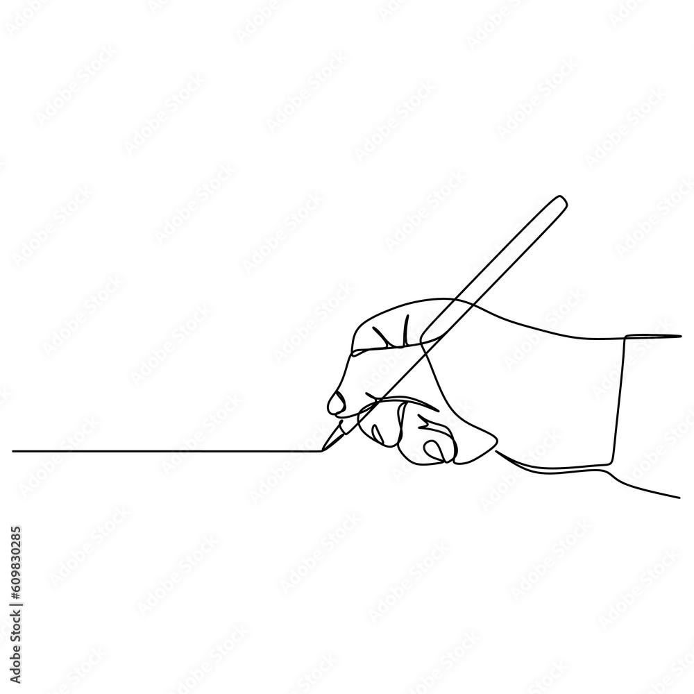 Poster one line drawing continuous design of hand writing with isolated on white background.
