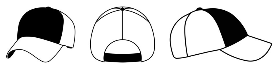 Outline cap vector illustration isolated on white