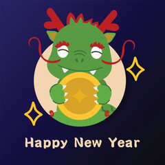 Chinese New Year 2024, the year of the Dragon, red and gold line art characters, simple hand-drawn Asian elements with craft (Chinese translation: Happy Chinese New Year 2024, year of the Dragon)
