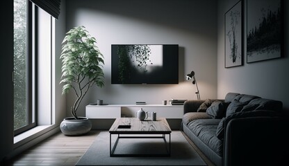 Minimalist Living Room generative Ai