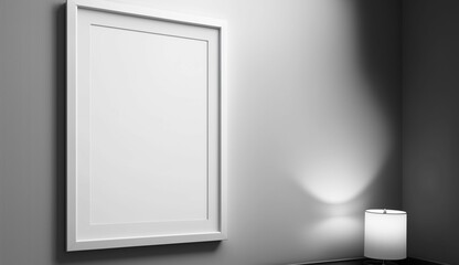 White blank Frame Mockup Mounted In A Wall generative Ai