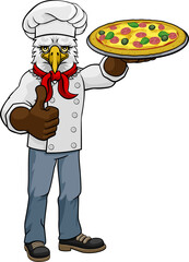 Eagle Pizza Chef Cartoon Restaurant Mascot