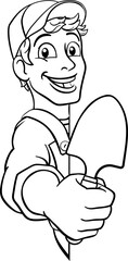 Gardener Cartoon Garden Spade Handyman Farmer