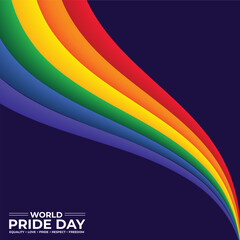 Happy Pride Day with LGBT Peace Rainbow Color Flag Wave on Blue Background. Vector Illustration