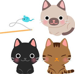 香箱座りした猫のデフォルメイラストセット