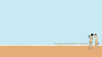 Wallpaper with positive thoughts, a day at the beach with sayings