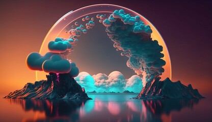 3d render abstract fantasy background generative Ai