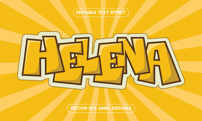 helena text effect template with use of branding typography and business logo, badges, sticker, shirt, hoodie, retro, yellow dominant graffiti style