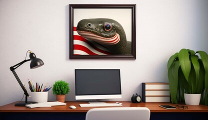 American Eel on the office wall frame generative Ai