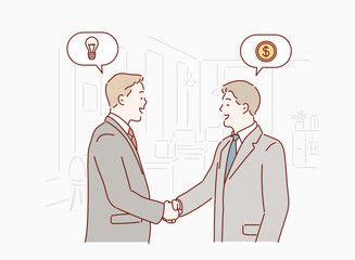Handshake Commitment Partnership Colleagues Concept. Hand drawn style vector design illustrations.