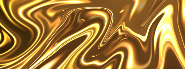 Abstract golden and chocolate fluid holographic liquid colorful background, design for banner, poster, wallpaper and many more.