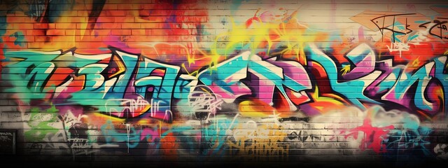 Naklejka premium graffiti wall abstract background, Generative Ai not real photo, idea for artistic pop art background backdrop