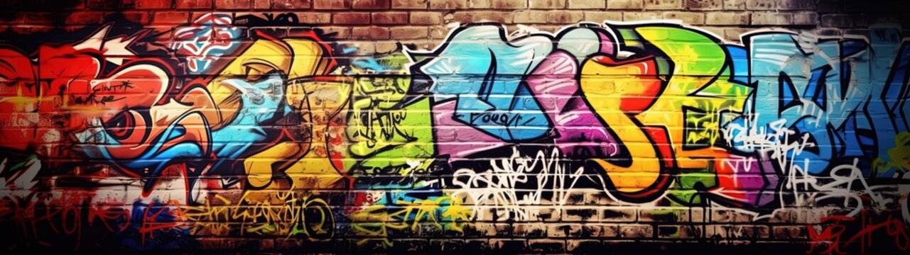 Fototapeta graffiti wall abstract background, Generative Ai not real photo, idea for artistic pop art background backdrop