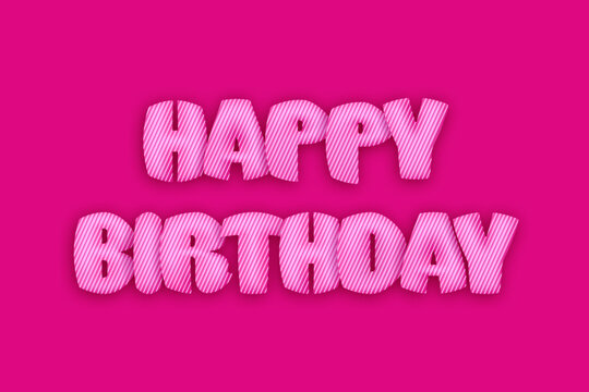 Happy Birthday 3D text on pink background. Festive vector backdrop