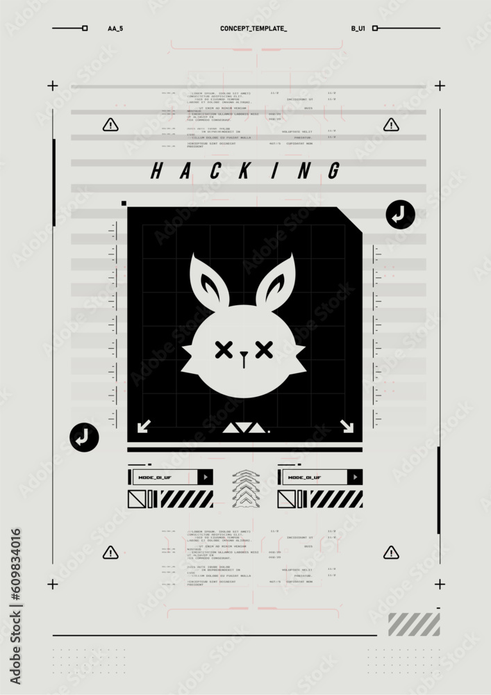 Poster cyber culture, cyberpunk futuristic poster. programming and virtual environments. hacking, modern fl
