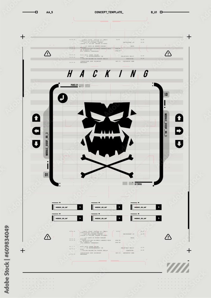 Poster cyber culture, cyberpunk futuristic poster. programming and virtual environments. hacking, modern fl