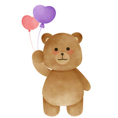 Teddy Bear With Heart Balloons
