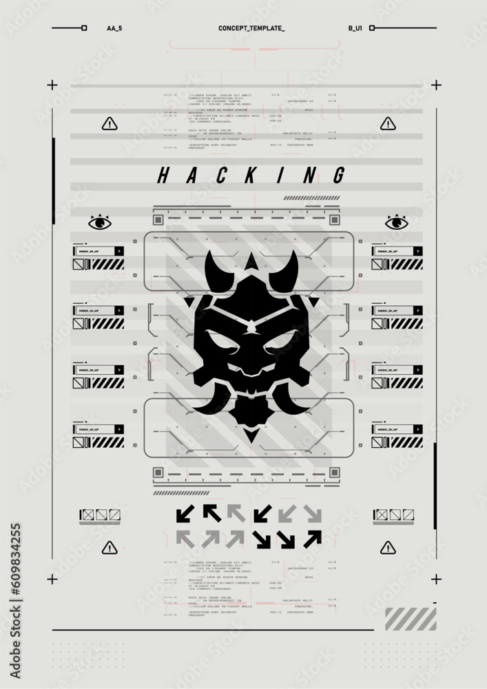 Poster cyber culture, cyberpunk futuristic poster. programming and virtual environments. hacking, modern fl