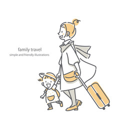 楽しい家族旅行　シンプルでお洒落な線画イラスト